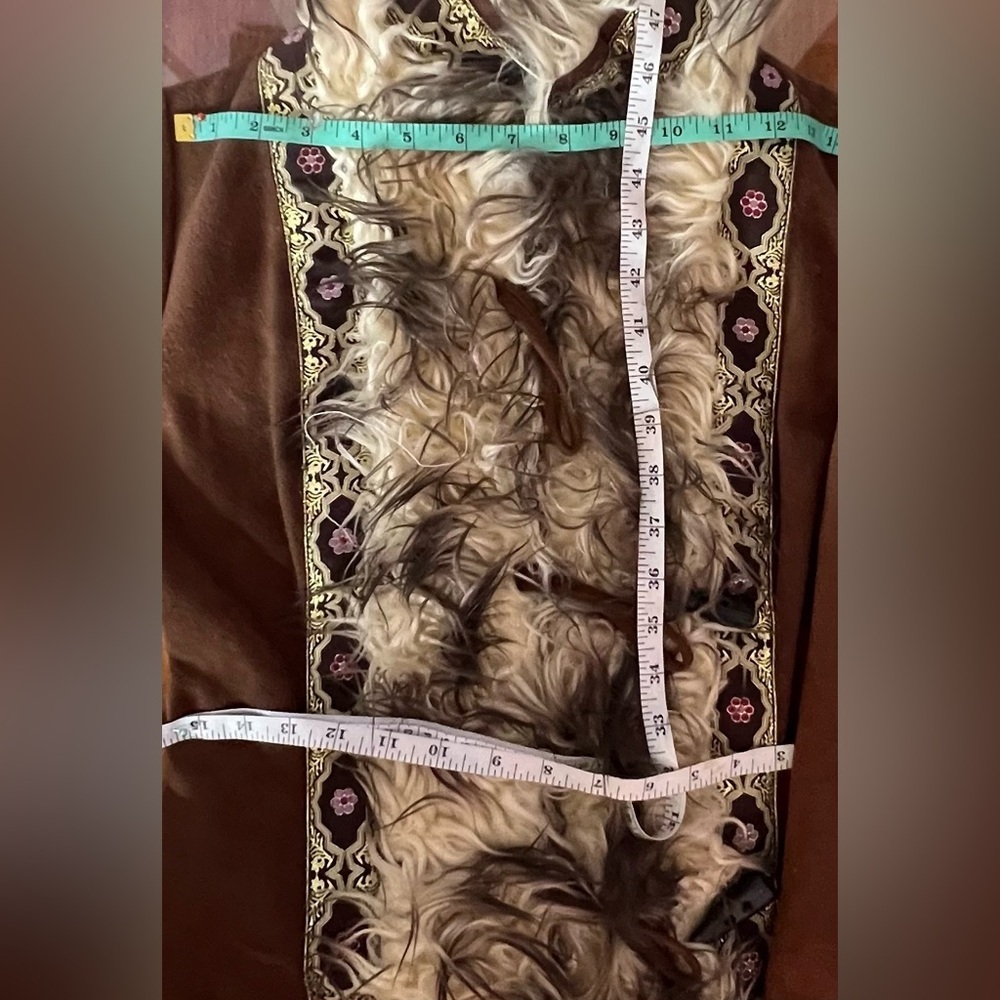 Vintage Plenty by Tracy Reese Brown Suede Faux Fur Afghan Coat w/ Toggle buttons - Picture 13 of 16
